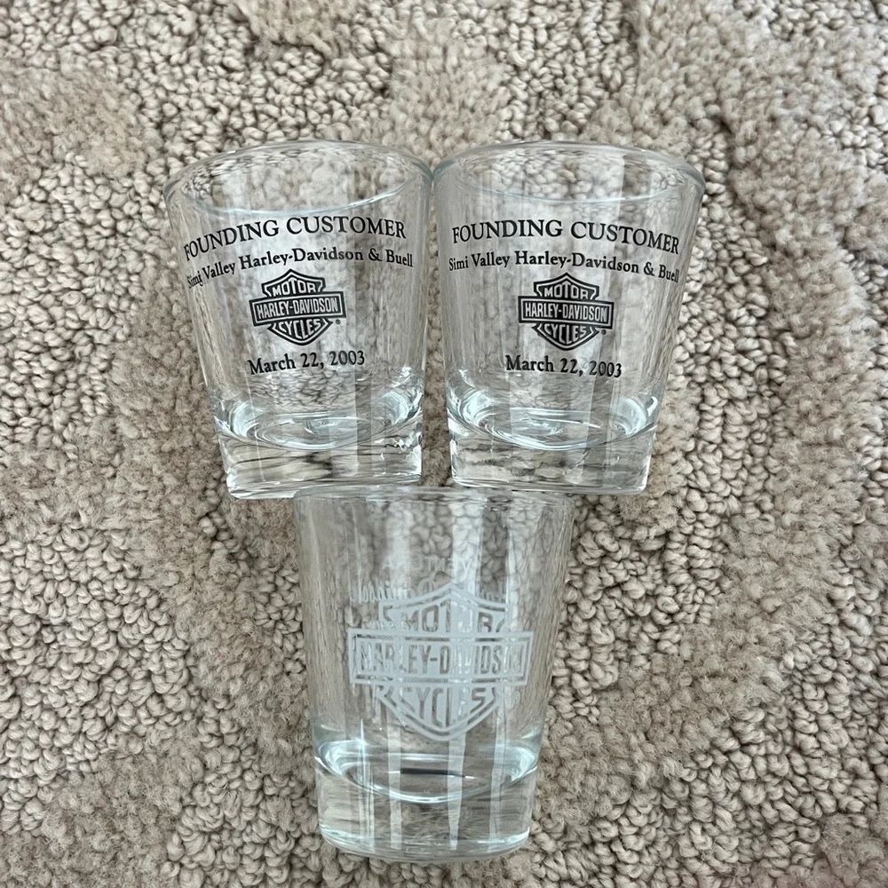 Harley-Davidson Anniversary Shot Glass Trio